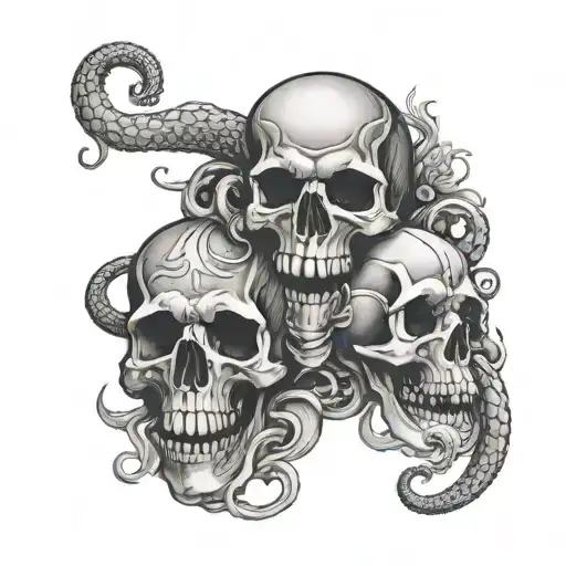 skulls, satanic, serpents tattoo design idea