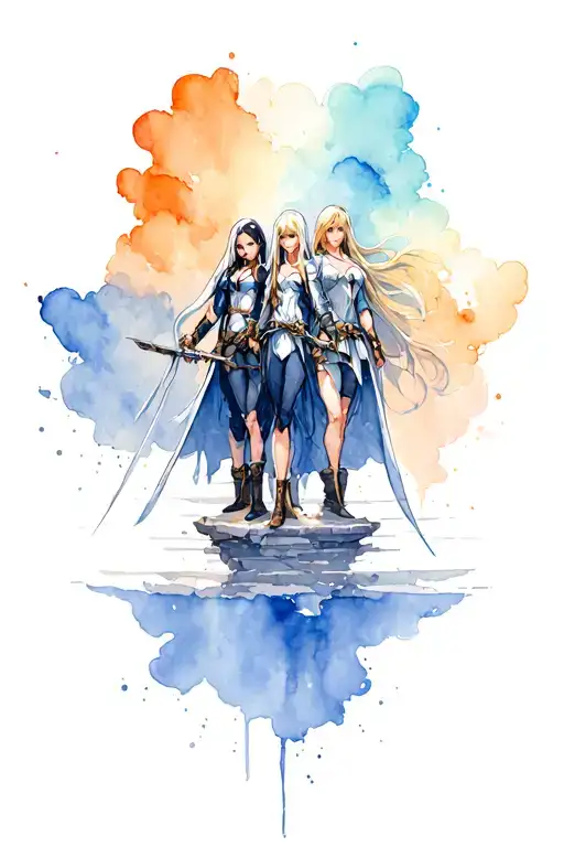 cloud, Aeris, tifa, Vincent, and sephiroth at Birning Nibbleheim from final fantasy 7 tattoo design idea