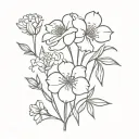 January, February, march, may, June and  December Birth Flower bouquet tattoo design idea