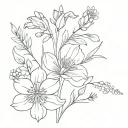 January, February, march, may, June and  December Birth Flower bouquet tattoo design idea
