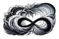 waves and infinity symbol and delicate tattoo design idea