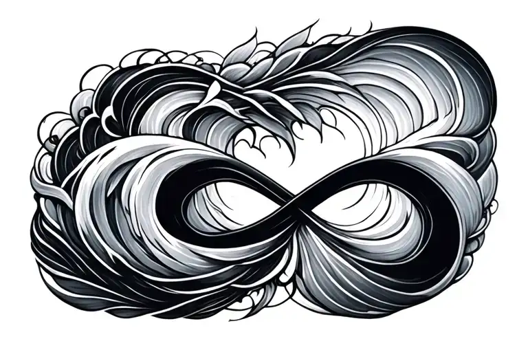 waves and infinity symbol and delicate tattoo design idea