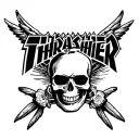 thrasher skull surrounded tattoo design idea