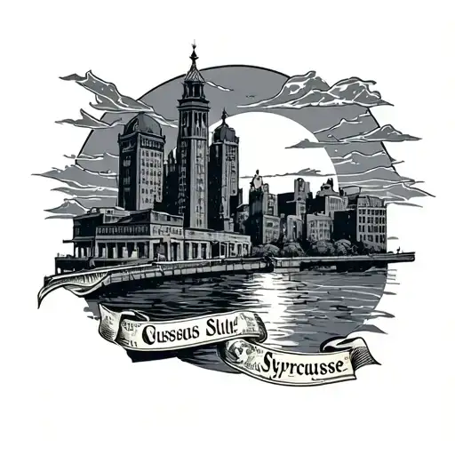City of Syracuse, sunrise, money, god tattoo design idea