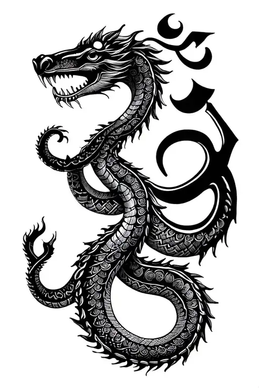 Hindu Om symbol and cobra tattoo design idea