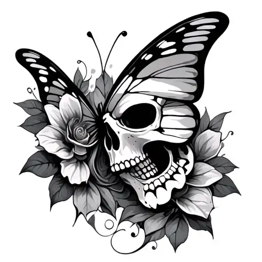 Skull Butterfly tattoo design idea