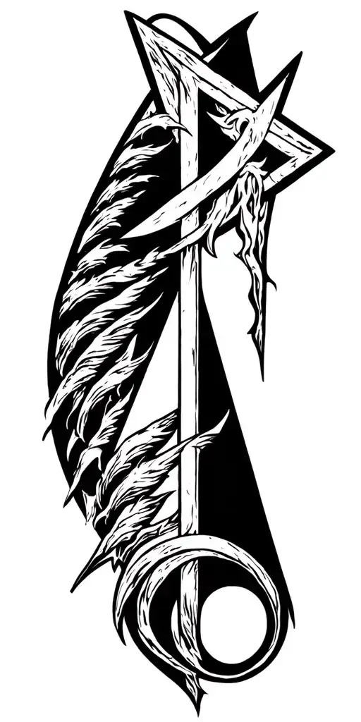 witches sigil with a triangle in the middle tattoo design idea