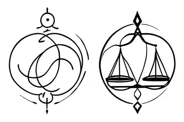 Gemini and Libra symbol surrounded tattoo design idea