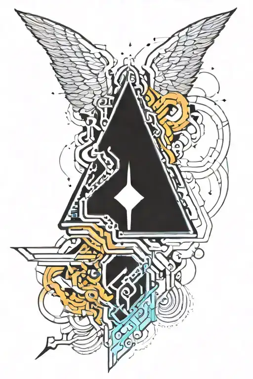 wings folded small flames surrounding tattoo design idea