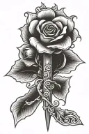 cross with rose tattoo design idea