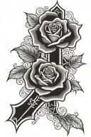 cross with rose tattoo design idea