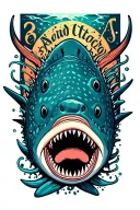 whale shark with a namejs pattern running behind is gill plate tattoo design idea