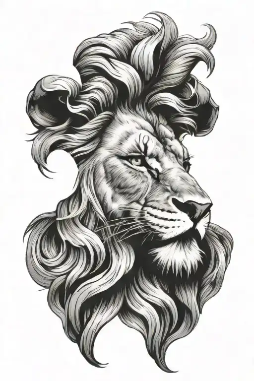 half of Jesus face and half of a lion head tattoo design idea