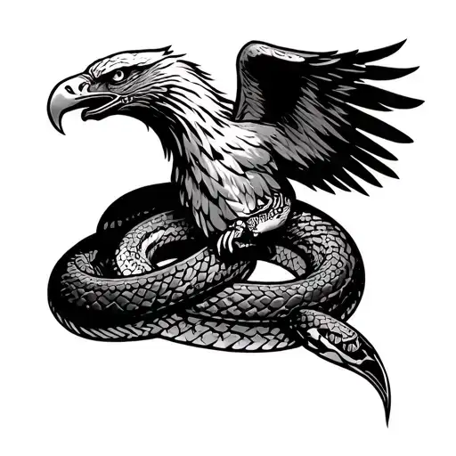 Tenochtitlán Eagle eating snake wrapped tattoo design idea