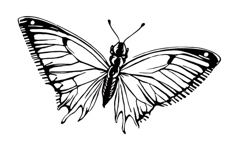 butterfly with razor blade wings tattoo design idea
