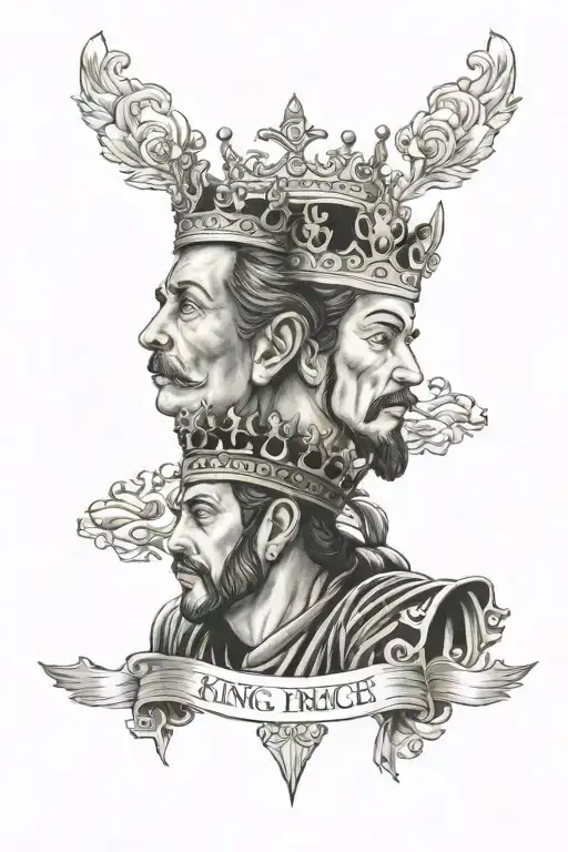 Tattoo of king and prince on forearm, with 1995/2016 tattoo design idea