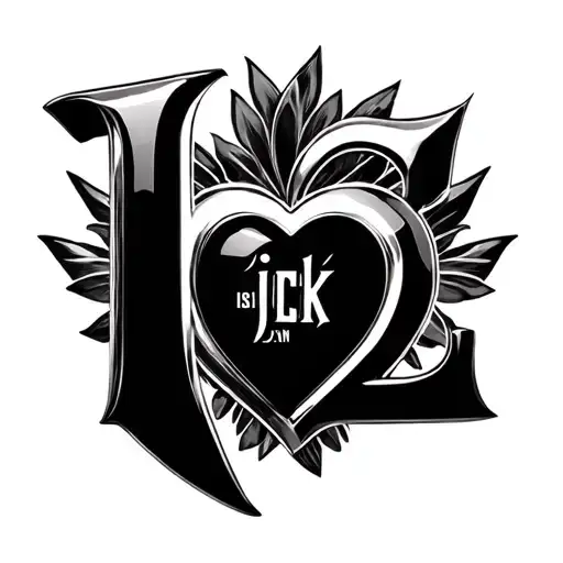 chrome heart logo with the letter IJCJKCYJN tattoo design idea