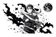 starry night and naruto one piece tattoo design idea