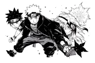 starry night and naruto one piece tattoo design idea