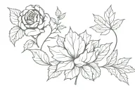Three rectangles, not in line with one another, incorporating maple leaf and tudor rose tattoo design idea