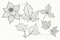 Three rectangles, not in line with one another, incorporating maple leaf and tudor rose tattoo design idea