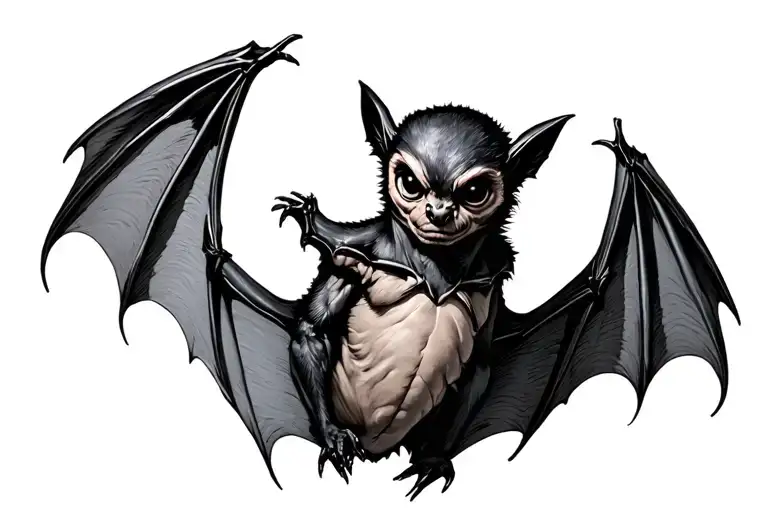 bat open wings spread tattoo design idea