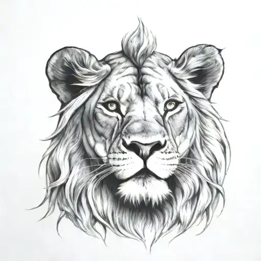 Lion August Silent power tattoo design idea