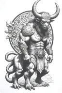 Minotaur standing guard tattoo design idea