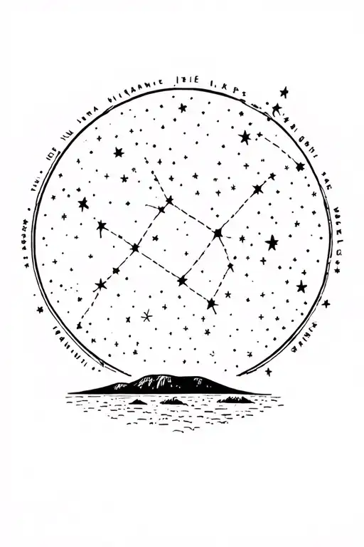 Your upper arm features a detailed star map of the Southern Cross.Below the starry sky: Uluru and a vast Outback lands tattoo design idea