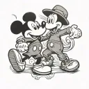 Mickey Mouse and snoopy fighting tattoo design idea