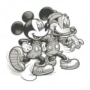 Mickey Mouse and snoopy fighting tattoo design idea