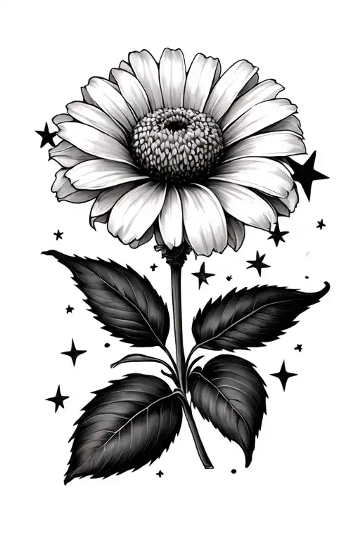 February birth flower with stars representing tattoo design idea