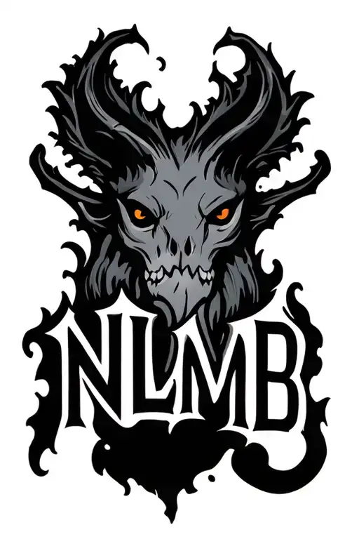 Letters "NLMB" carved into skin tattoo design idea