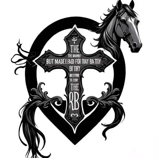 Nail cross with Bible quote -The horse is made ready for the day of battle, but the victory belongs to the Lord tattoo design idea