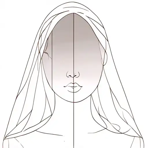 A female face with a translucent “veil” over the eyes and a door with light entering tattoo design idea