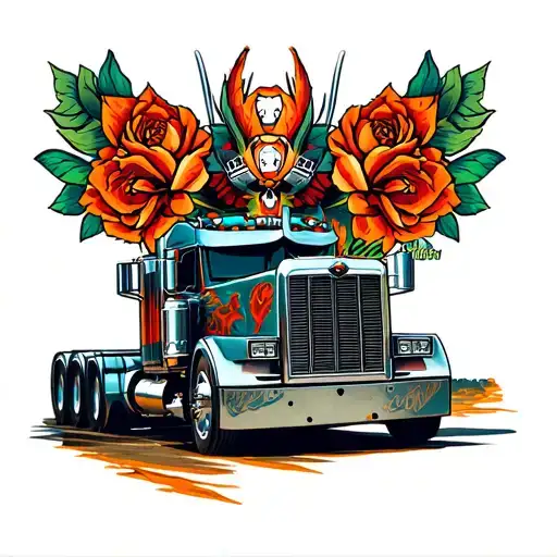 18 Wheeler tattoo design idea