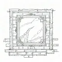 The photo frame is placed on a brick wall with an iron frame around it tattoo design idea