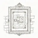 The photo frame is placed on a brick wall with an iron frame around it tattoo design idea