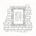 The photo frame is placed on a brick wall with an iron frame around it tattoo design idea