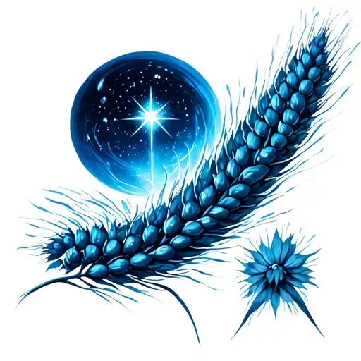 uroboros, shining star and wheat sheaf tattoo design idea