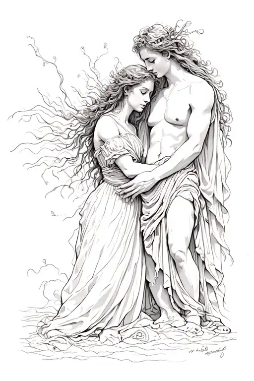 Orpheus and eurydice tattoo design idea