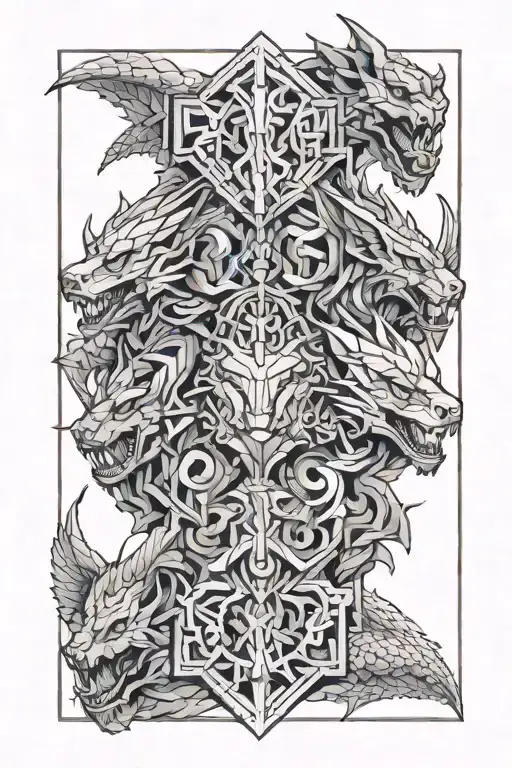 The heads of tiamat as separate heads looking in different directions  tattoo design idea