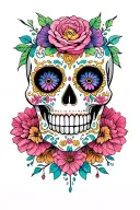 basic sugar skull tattoo design idea