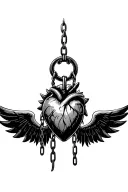 tribal heart with wings in chains like a male chastity cage tattoo tattoo design idea