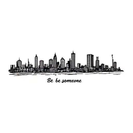 a sign that says be someone add the houston city skyline  tattoo design idea