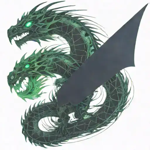 bipolar affectivity dragon two heads looking tattoo design idea
