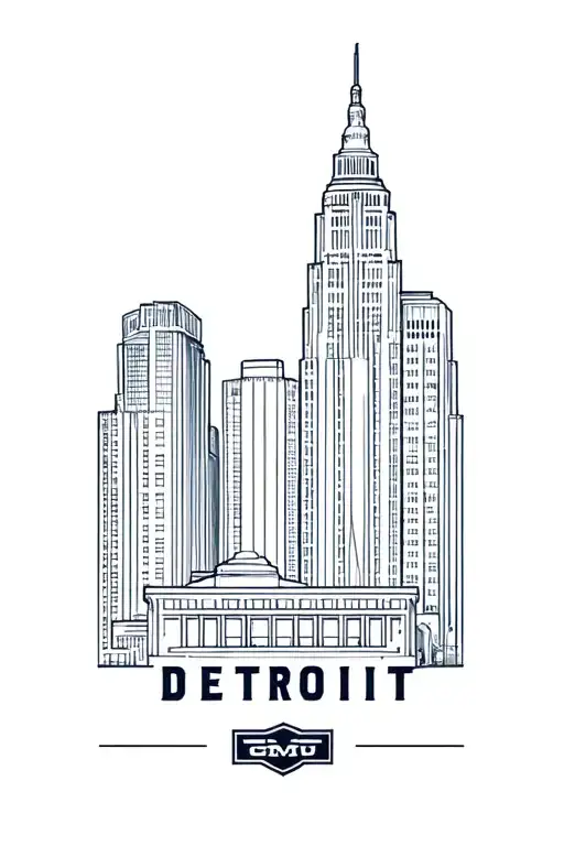 Detroit logo with gm building  tattoo design idea