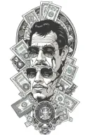 include Scarface 100 dollar bills and poker chips tattoo design idea