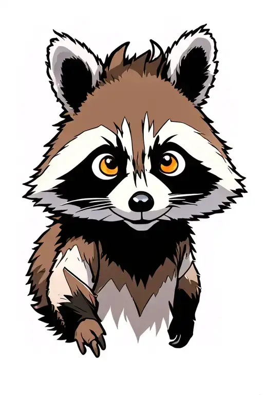 Rocket raccoon with sun shining tattoo design idea