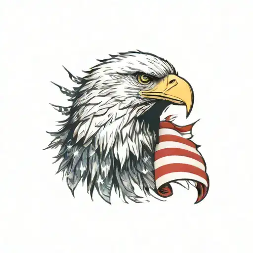 american flag background; eagle holding bombs foreground tattoo design idea